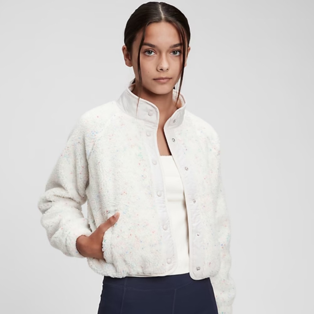 GAP Teen Cropped Sherpa Bomber Jacket